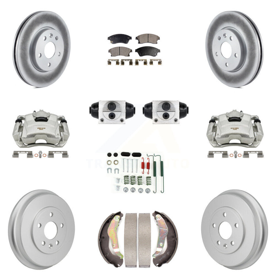 Front Rear Brake Caliper Coat Rotor Drum Semi-Metallic Pad Shoe Cylinder Hardware Kit (11Pc) For KCG
