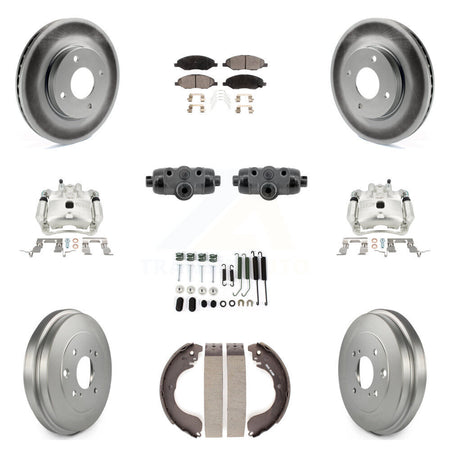 Front Rear Brake Caliper Coat Rotor Drum Ceramic Pad Shoe Cylinder Hardware Kit (11Pc) For KCG-10118