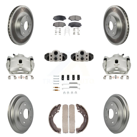 Front Rear Brake Caliper Coat Rotor Drum Ceramic Pad Shoe Cylinder Hardware Kit (11Pc) For KCG-10118