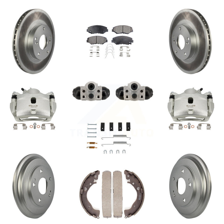 Front Rear Brake Caliper Coat Rotor Drum Ceramic Pad Shoe Cylinder Hardware Kit (11Pc) For KCG-10118