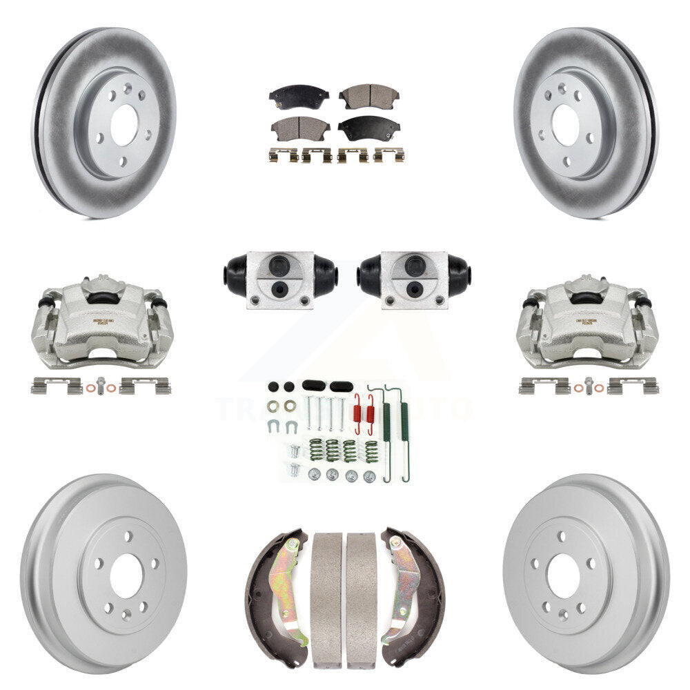 Front Rear Brake Caliper Coat Rotor Drum Ceramic Pad Shoe Cylinder Hardware Kit (11Pc) For KCG-10118