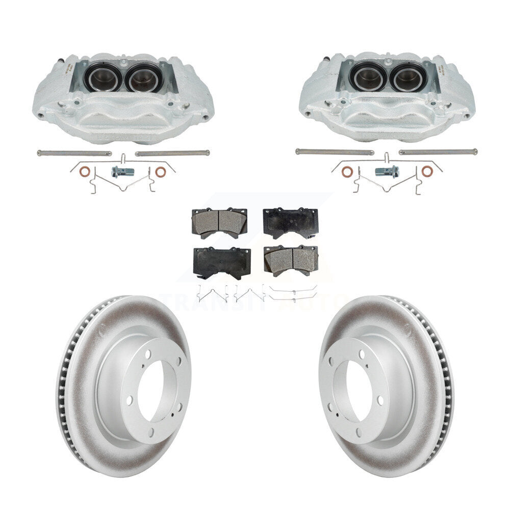 Front Brake Caliper Coat Rotor Semi-Metallic Pad Kit For Lexus LX570 Toyota Land Cruiser KCG-101190P