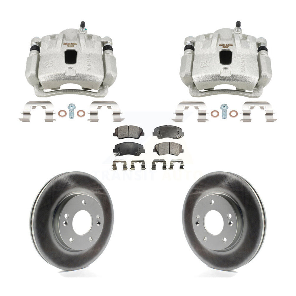 Front Disc Brake Caliper Coat Rotors And Semi-Metallic Pad Kit For Hyundai Elantra Coupe KCG-101191P