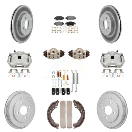 Front Rear Brake Caliper Coat Rotor Drum Ceramic Pad Shoe Cylinder Hardware Kit (11Pc) For KCG-10119