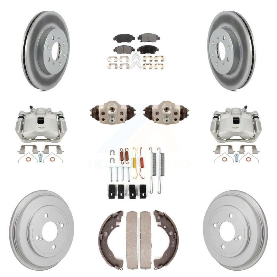 Front Rear Brake Caliper Coat Rotor Drum Ceramic Pad Shoe Cylinder Hardware Kit (11Pc) For KCG-10119