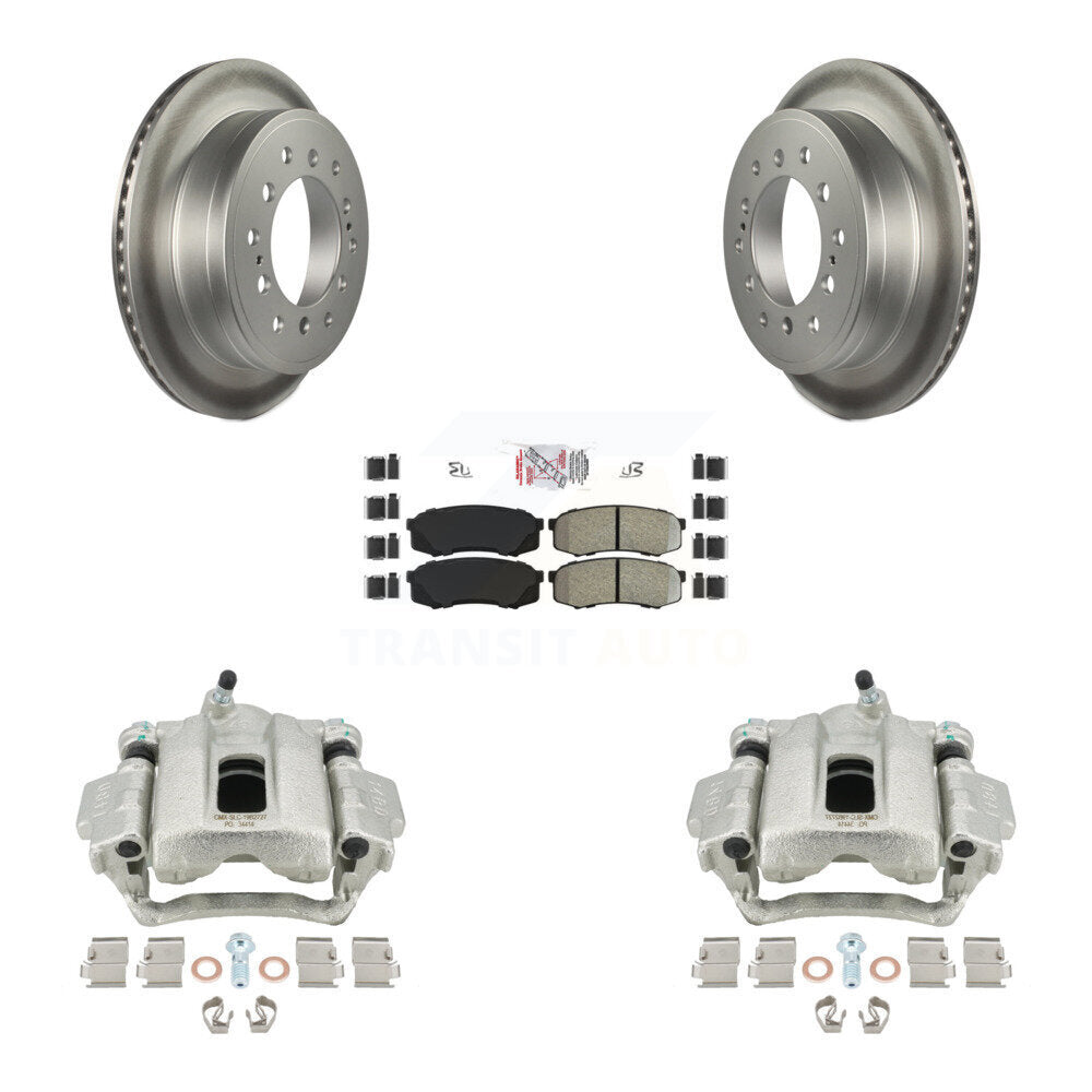 Rear Disc Brake Caliper Coated Rotors And Semi-Metallic Pads Kit For 2010-2014 Toyota FJ Cruiser KCG-101193N by Transit Auto