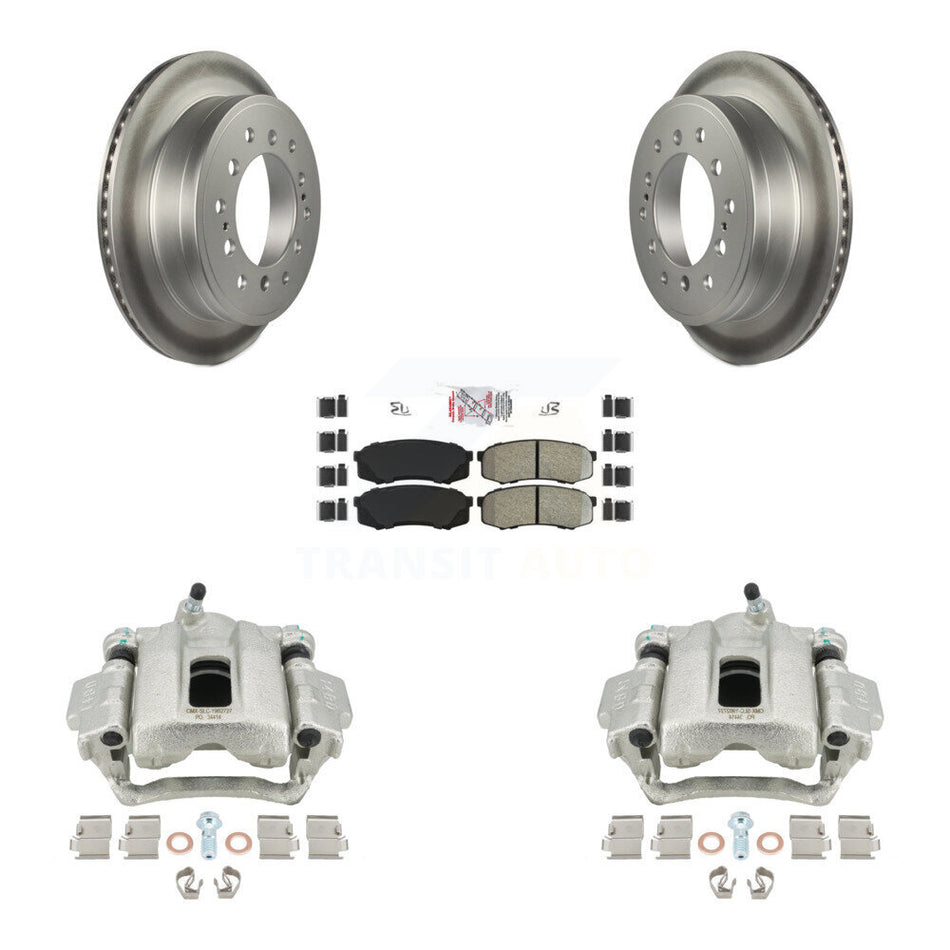 Rear Disc Brake Caliper Coated Rotors And Semi-Metallic Pads Kit For 2010-2014 Toyota FJ Cruiser KCG-101193N