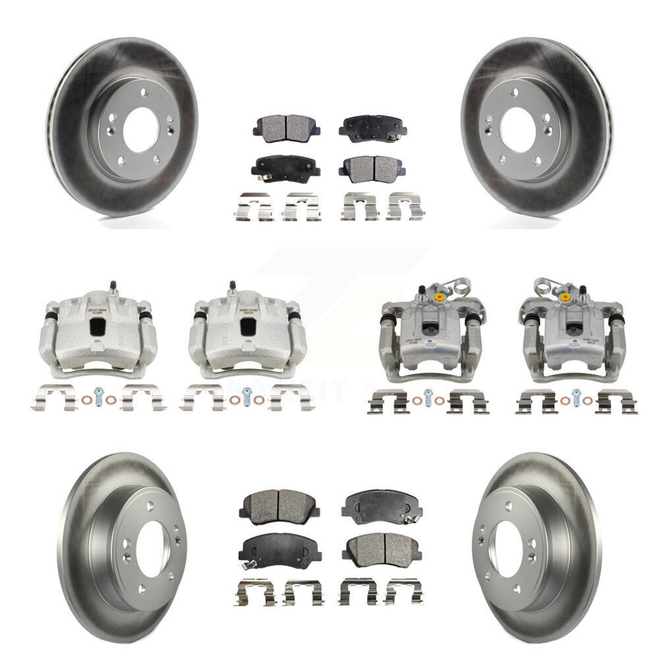 Front Rear Brake Caliper Coat Rotor And Semi-Metallic Pad Kit (10Pc) For Hyundai Elantra KCG-101193P