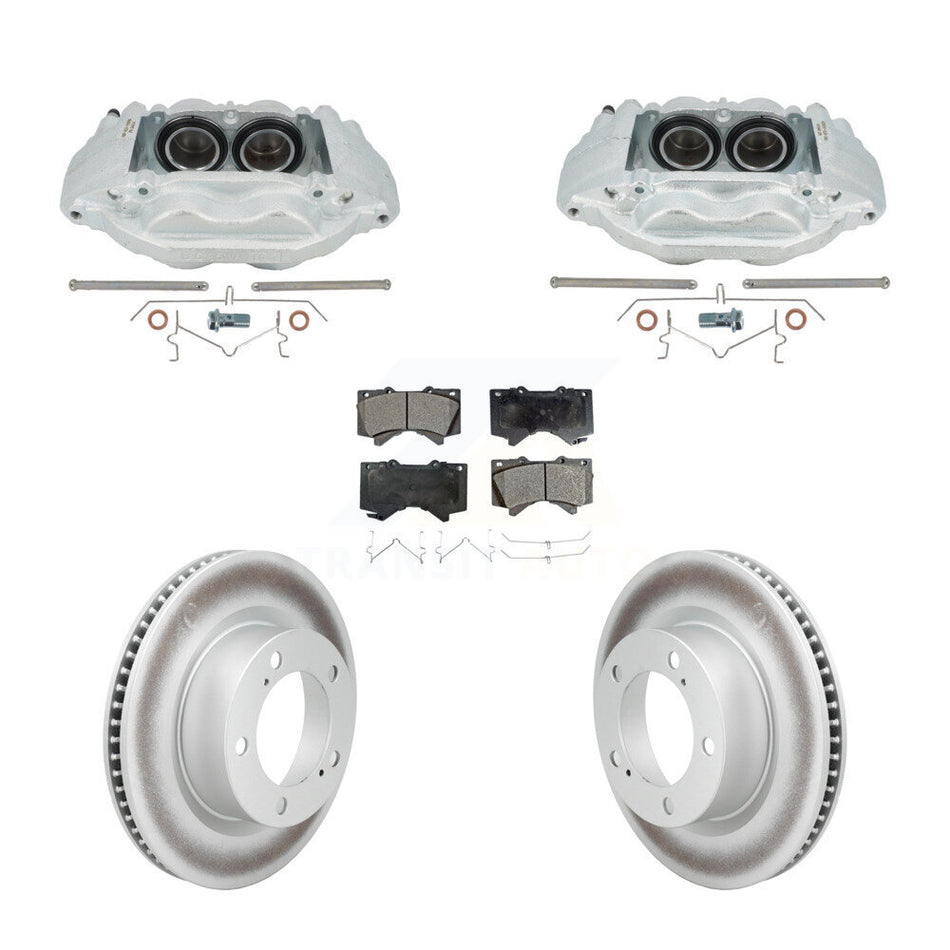 Front Disc Brake Caliper Coat Rotors Ceramic Pad Kit For Lexus LX570 Toyota Land Cruiser KCG-101194T