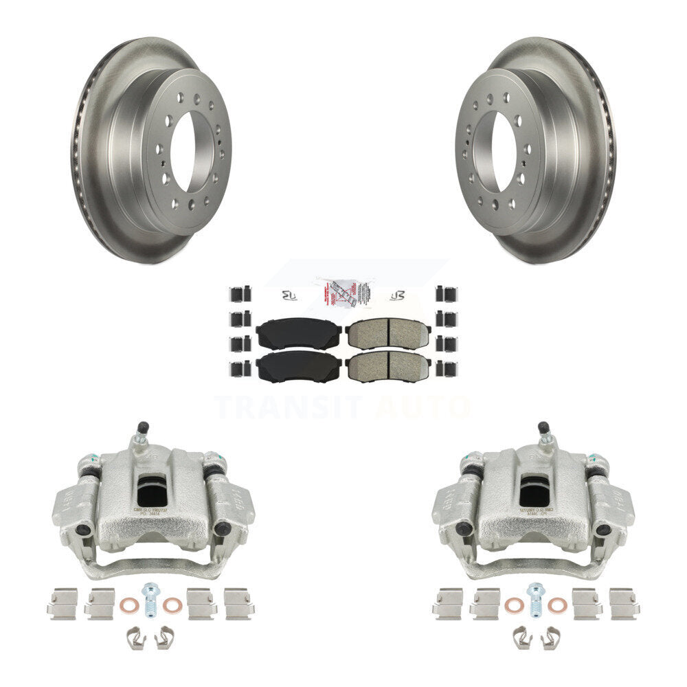 Rear Disc Brake Caliper Coated Rotors And Semi-Metallic Pads Kit For Toyota 4Runner Lexus GX460 KCG-101195N by Transit Auto