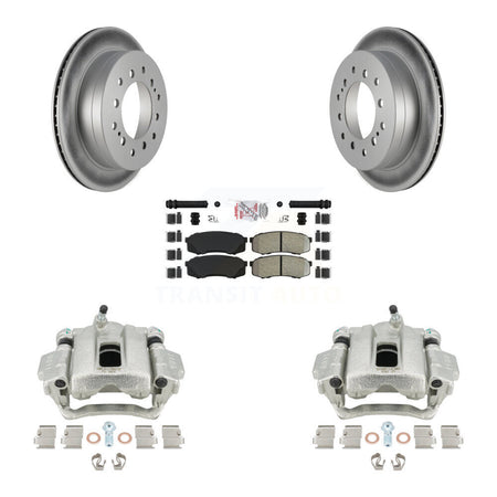 Rear Disc Brake Caliper Coated Rotors And Semi-Metallic Pads Kit For Toyota Sequoia Lexus GX470 KCG-101196N by Transit Auto