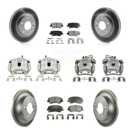 Front Rear Brake Caliper Coat Rotor And Ceramic Pad Kit (10Pc) For Hyundai Elantra Coupe KCG-101196T