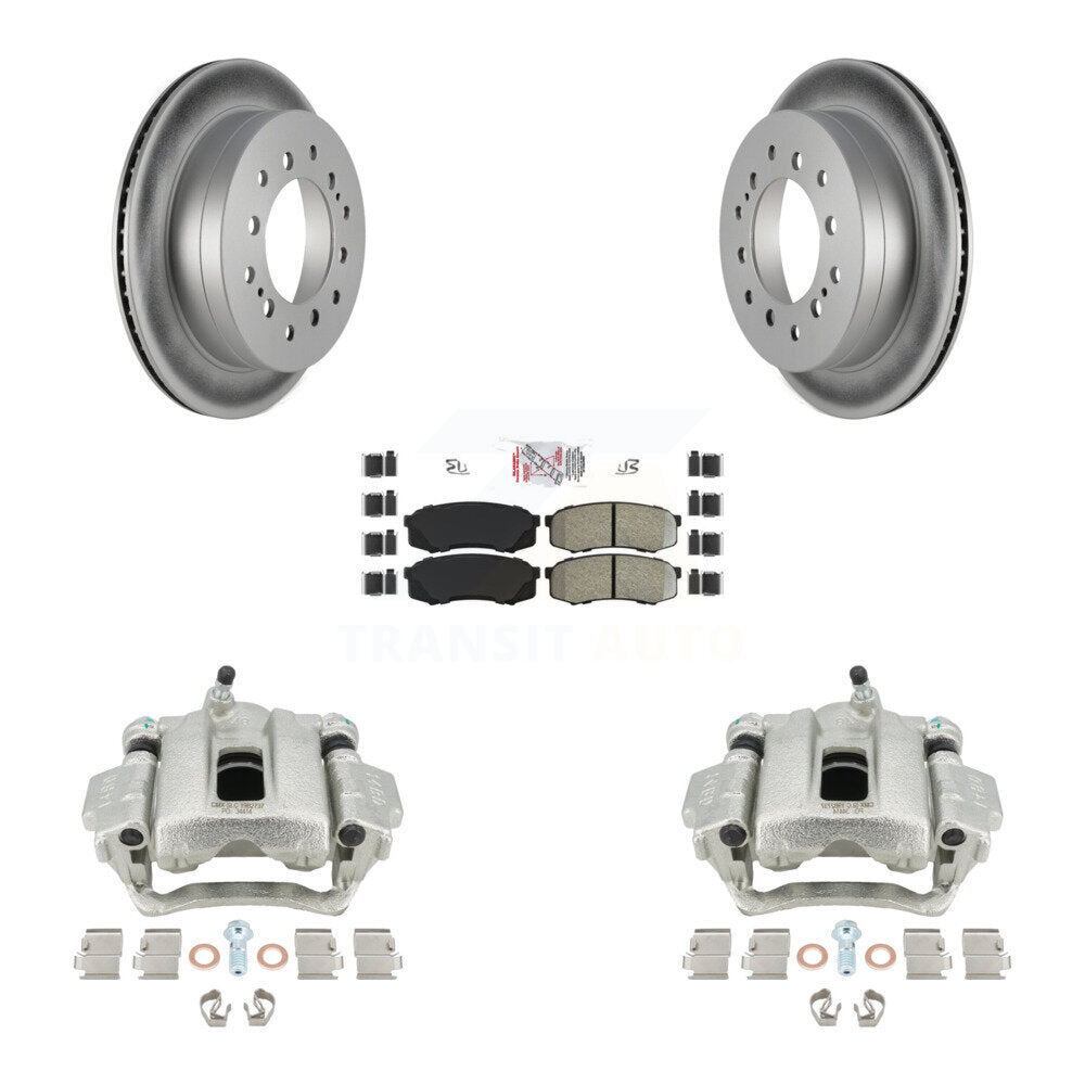 Rear Disc Brake Caliper Coated Rotors And Semi-Metallic Pads Kit For Toyota Sequoia Lexus GX470 KCG-101197N by Transit Auto