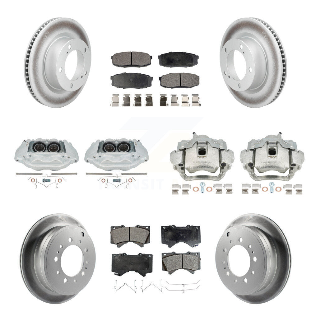 Front Rear Brake Caliper Coat Rotor & Ceramic Pad Kit (10Pc) For Lexus LX570 Toyota Land KCG-101197T