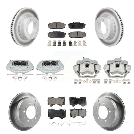 Front Rear Brake Caliper Coat Rotor & Ceramic Pad Kit (10Pc) For Lexus LX570 Toyota Land KCG-101197T