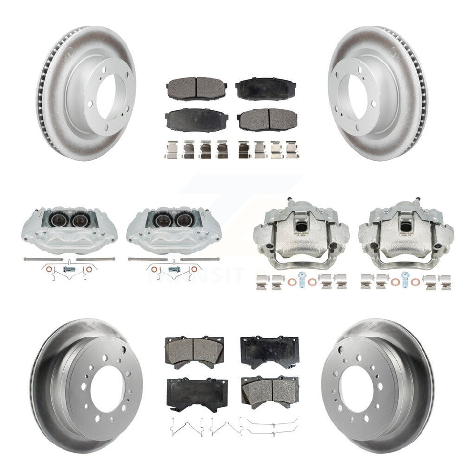 Front Rear Brake Caliper Coat Rotor & Ceramic Pad Kit (10Pc) For Lexus LX570 Toyota Land KCG-101197T