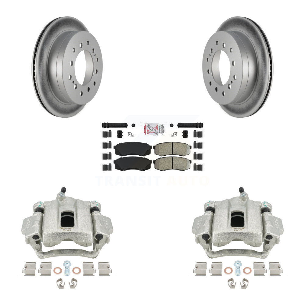 Rear Disc Brake Caliper Coated Rotors And Semi-Metallic Pads Kit For Toyota 4Runner FJ Cruiser KCG-101198N by Transit Auto