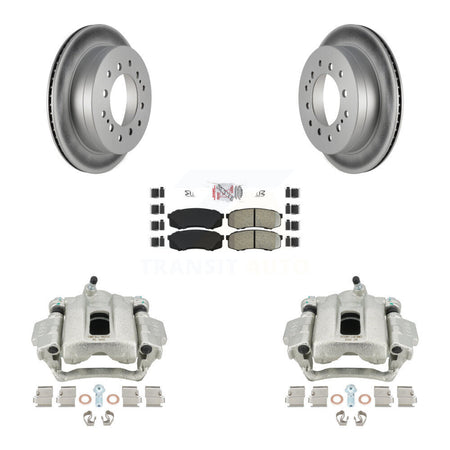 Rear Disc Brake Caliper Coated Rotors And Semi-Metallic Pads Kit For Toyota 4Runner FJ Cruiser KCG-101199N by Transit Auto