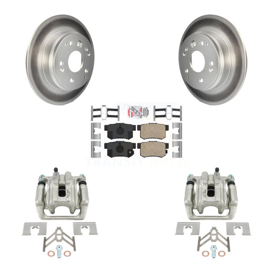 Rear Disc Brake Caliper Coated Rotors And Ceramic Pads Kit For Acura TL Honda Element KCG-101212N
