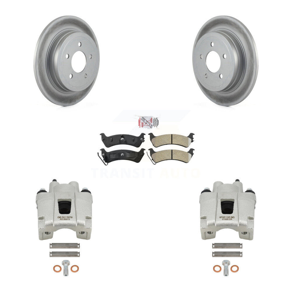 Rear Disc Brake Caliper Coated Rotors And Semi-Metallic Pads Kit For Ford Explorer Sport Trac KCG-101236N