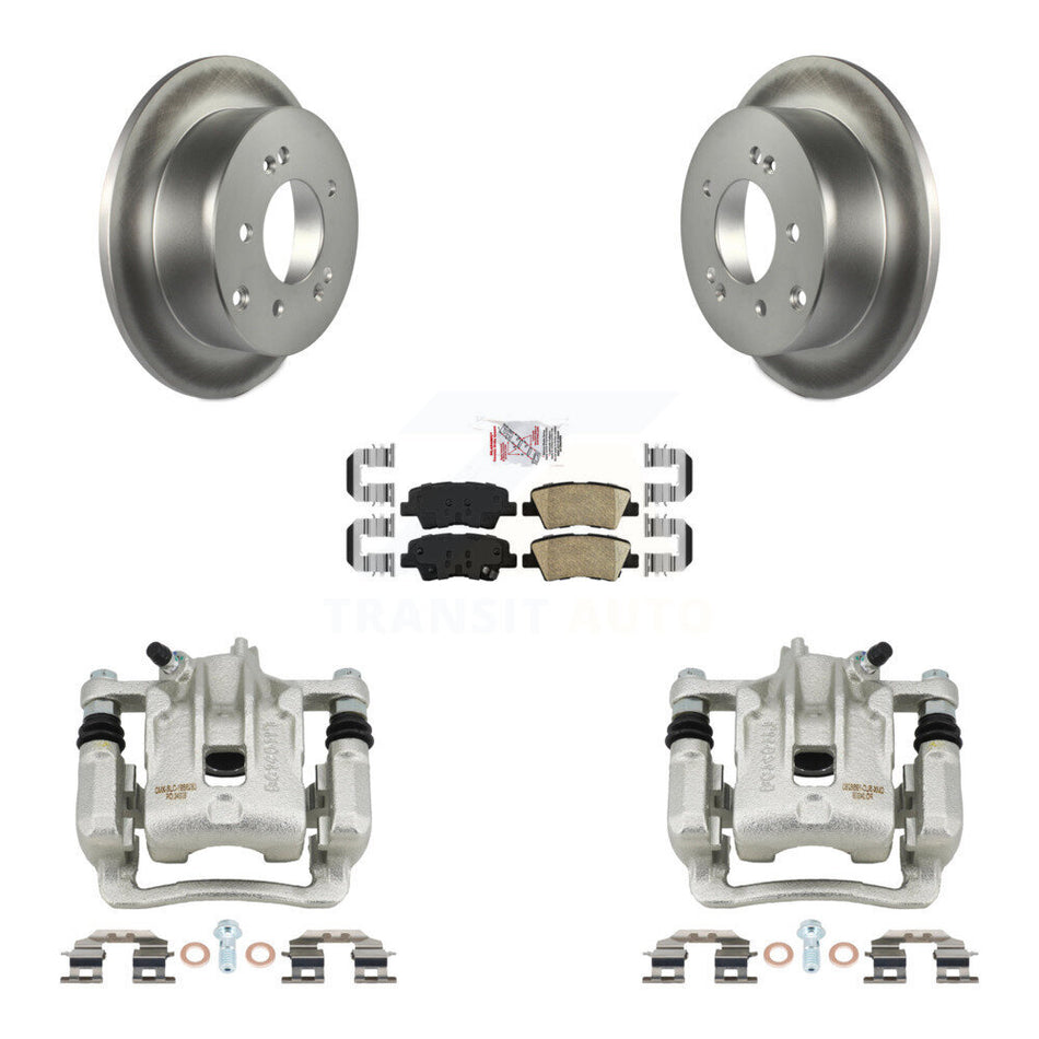 Rear Disc Brake Caliper Coated Rotors And Ceramic Pads Kit For 2010-2013 Kia Soul KCG-101239N
