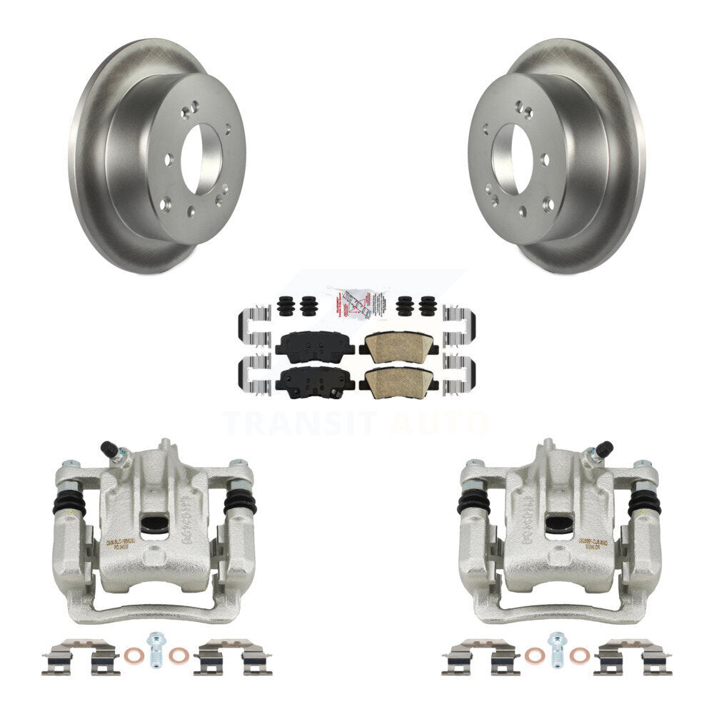 Rear Disc Brake Caliper Coated Rotors And Ceramic Pads Kit For 2010-2013 Kia Soul KCG-101240N