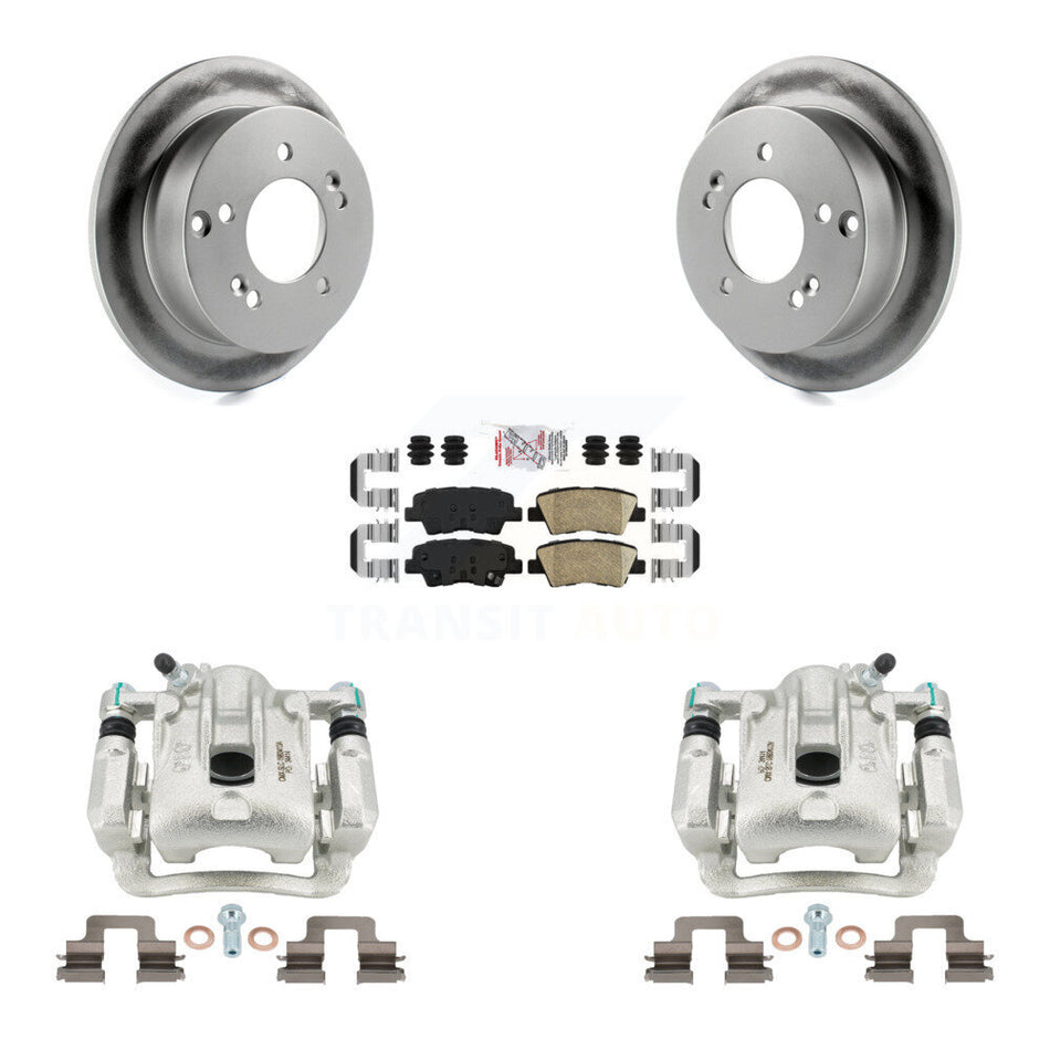 Rear Disc Brake Caliper Coated Rotors And Ceramic Pads Kit For 2009-2010 Hyundai Sonata 2.4L KCG-101242N