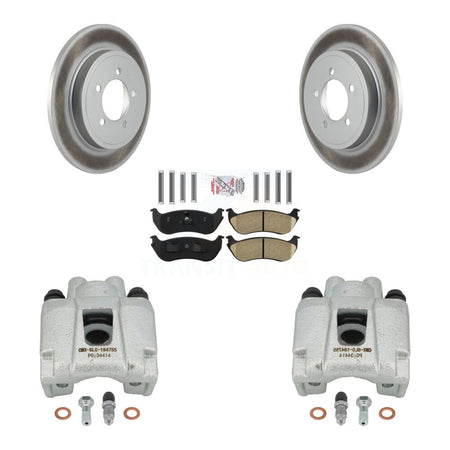 Rear Disc Brake Caliper Coated Rotors And Ceramic Pads Kit For Ford Explorer Mercury Mountaineer KCG-101247N by Transit Auto