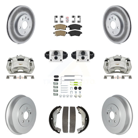 Front Rear Brake Caliper Coat Rotor Drum Ceramic Pad Shoes Cylinder Kit (11Pc) For Cruze KCG-101275N