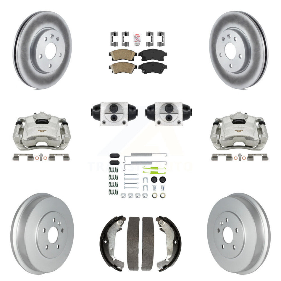 Front Rear Brake Caliper Coat Rotor Drum Ceramic Pad Shoes Cylinder Kit (11Pc) For Cruze KCG-101275N