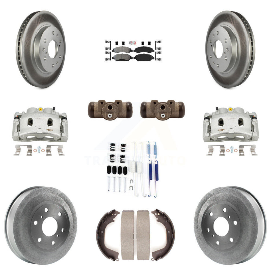 Front Rear Brake Caliper Coat Rotor Drum Semi-Metallic Pad Shoes Cylinder Kit (11Pc) For KCG-101298N