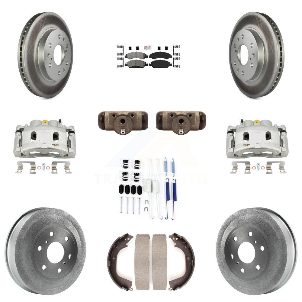 Front Rear Brake Caliper Coat Rotor Drum Semi-Metallic Pad Shoes Cylinder Kit (11Pc) For KCG-101299N