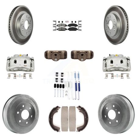 Front Rear Brake Caliper Coat Rotor Drum Semi-Metallic Pad Shoes Cylinder Kit (11Pc) For KCG-101299N