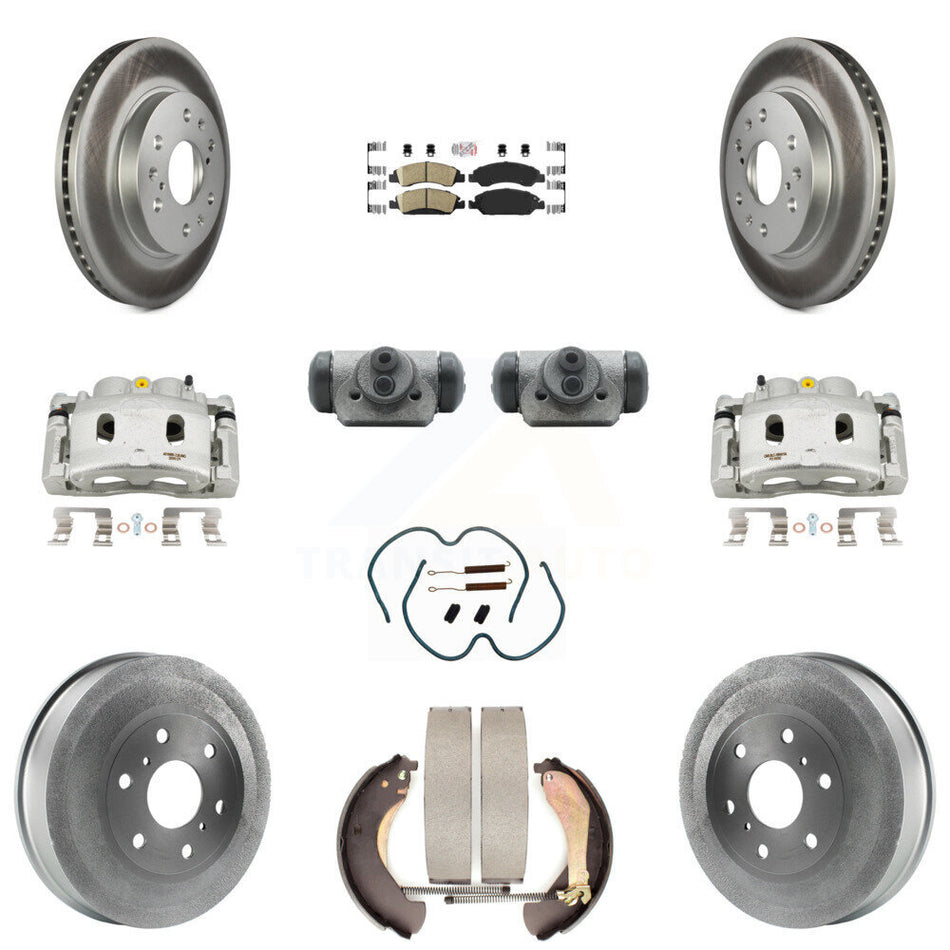 Front Rear Brake Caliper Coated Rotor Drum Ceramic Pad Shoe Cylinder Kit (11Pc) For 1500 KCG-101301N