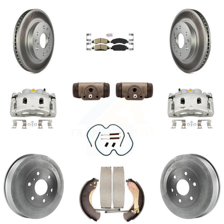 Front Rear Brake Caliper Coated Rotor Drum Ceramic Pad Shoe Cylinder Kit (11Pc) For 1500 KCG-101302N