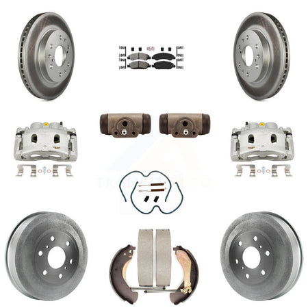 Front Rear Brake Caliper Coat Rotor Drum Semi-Metallic Pad Shoes Cylinder Kit (11Pc) For KCG-101304N