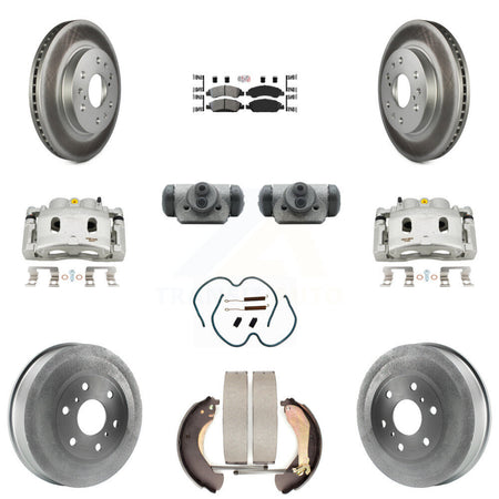 Front Rear Brake Caliper Coat Rotor Drum Semi-Metallic Pad Shoes Cylinder Kit (11Pc) For KCG-101305N