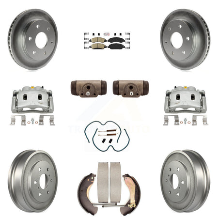 Front Rear Disc Brake Caliper Coated Rotor Drum Ceramic Pad Shoe Cylinder Kit (11Pc) For KCG-101330N