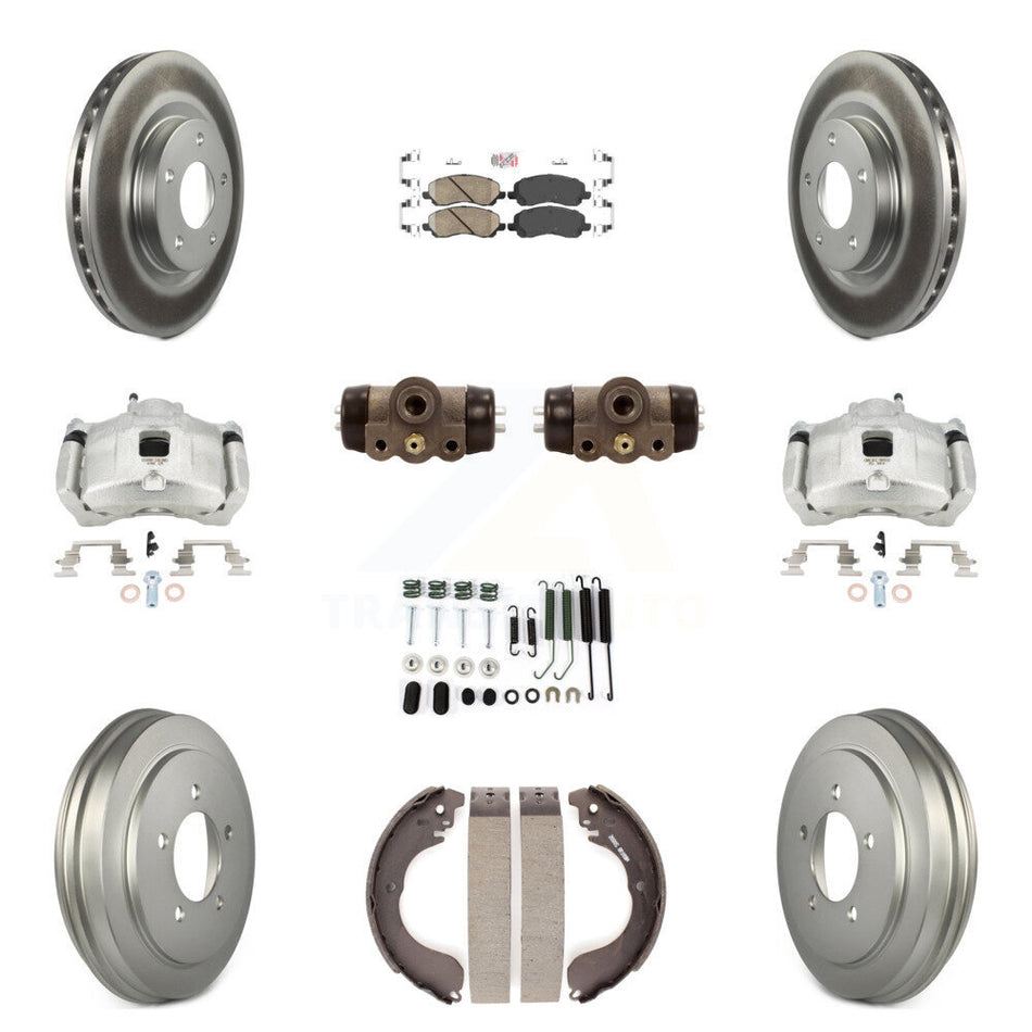 Front Rear Brake Caliper Coated Rotor Drum Ceramic Pad Shoe Cylinder Kit (11Pc) For Jeep KCG-101339N
