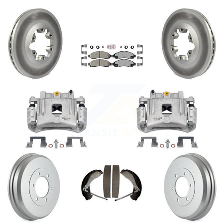Front Rear Brake Caliper Coated Rotors Drum Ceramic Pad Kit (8Pc) For Chevrolet Colorado KCG-101375N