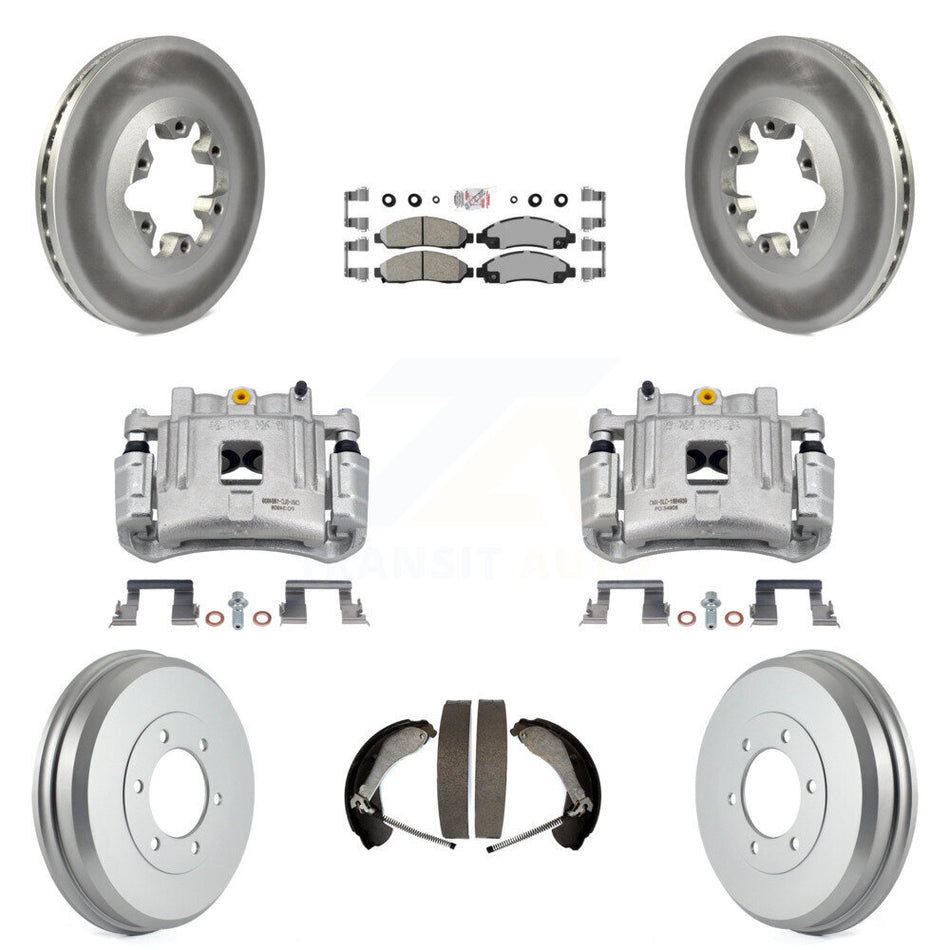 Front Rear Brake Caliper Coated Rotors Drum Ceramic Pad Kit (8Pc) For Chevrolet Colorado KCG-101375N