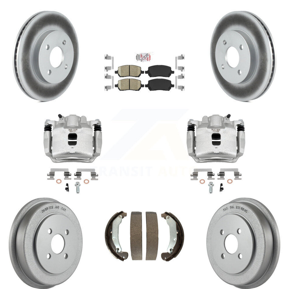 Front Rear Brake Caliper Coat Rotors Drum Ceramic Pad Kit (8Pc) For Saturn Ion Chevrolet KCG-101380N