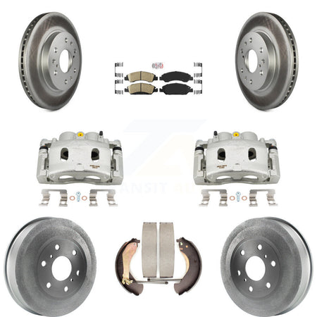 Front Rear Brake Caliper Coated Rotor Drum Ceramic Pad Kit (8Pc) For Chevrolet Silverado KCG-101389N