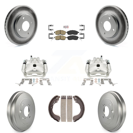 Front Rear Brake Caliper Coat Rotor Drum Ceramic Pad Kit (8Pc) For 2009-2014 Nissan Cube KCG-101396N