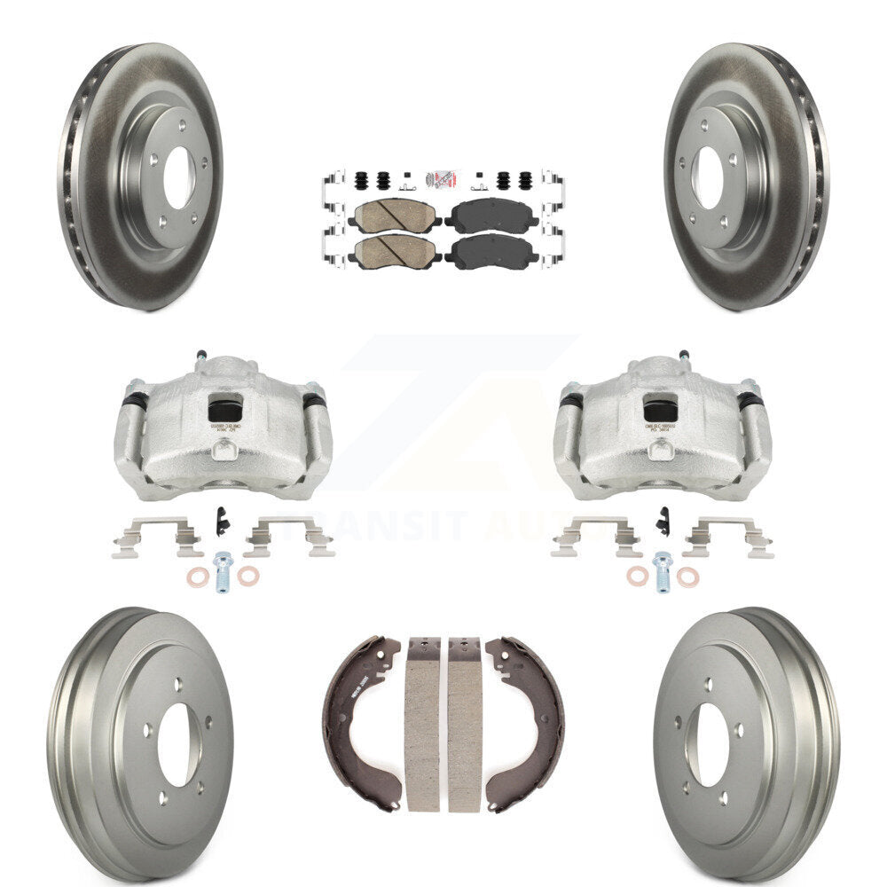 Front Rear Brake Caliper Coat Rotors Drum Ceramic Pad Kit (8Pc) For Jeep Patriot Compass KCG-101400N