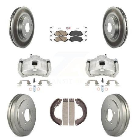 Front Rear Brake Caliper Coat Rotors Drum Ceramic Pad Kit (8Pc) For Jeep Patriot Compass KCG-101401N