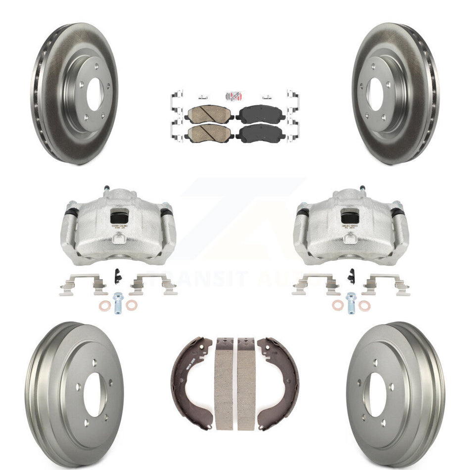 Front Rear Brake Caliper Coat Rotors Drum Ceramic Pad Kit (8Pc) For Jeep Patriot Compass KCG-101401N