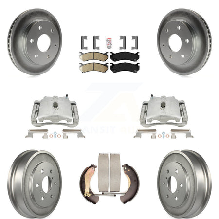 Front Rear Disc Brake Caliper Coated Rotors Drums Ceramic Pads Kit (8Pc) For Chevrolet Silverado 1500 GMC Sierra Classic KCG-101406N by Transit Auto