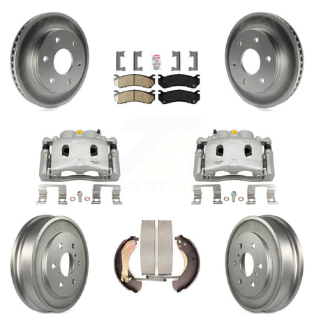 Front Rear Disc Brake Caliper Coated Rotors Drums Ceramic Pads Kit (8Pc) For KCG-101410N