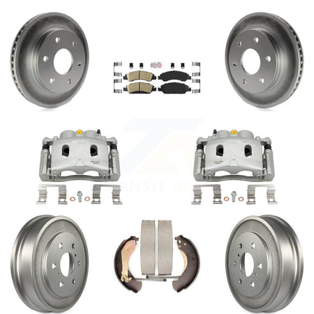 Front Rear Disc Brake Caliper Coat Rotors Drum Ceramic Pad Kit (8Pc) For GMC Sierra 1500 KCG-101412N